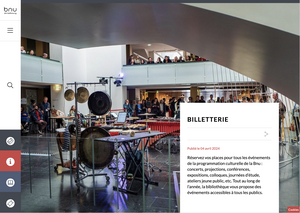 Aperçu de la page billeterie du site de la BNU